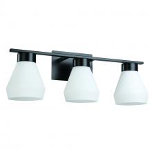 Eglo 205617A - 3 LT Bath/Vanity Light w/ Matte Black Finish & White Glass Shades