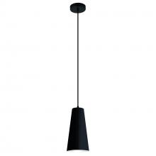 Eglo 205651A - 1 LT Mini Pendant w/ Black Finish & Black & White Metal Shade