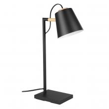 Eglo 43613A - 1 LT Table Lamp w/ Structured Black Finish & Black w/ White Interior Metal Shade