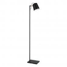 Eglo 43614A - 1 LT Floor Lamp w/ Structured Black Finish & Black w/ White Interior Metal Shade