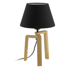 Eglo 97515A - 1 LT Table Lamp w/ a Wood Base & Black Fabric Shade