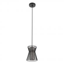 Eglo 99633A - 1 LT Pendant w/ Black Metal Frame & Transparent Smoked Glass Shade