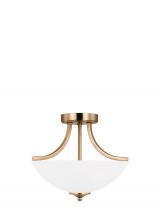 Generation Lighting 7716502EN3-848 - Geary traditional indoor dimmable LED small 2-light satin brass finish semi-flush convertible pendan