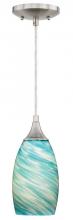 Vaxcel International P0172 - Milano 4.75-in Mini Pendant Celeste Wave Glass Satin Nickel