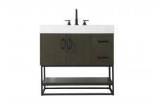 Elegant VF29236MMB - Vanity Cabinet 2Dr 2Dw 36x21.5x34 Mocha Brown